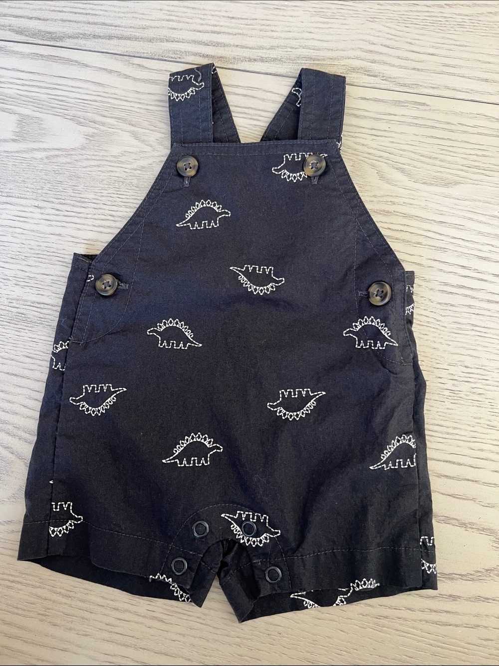 Newborn Black Dinosaur Short Overalls